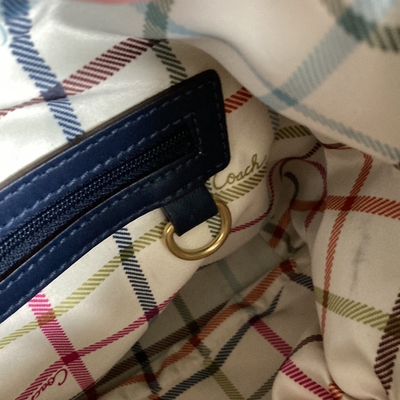 Coach Patent Navy Pleated Framed Satchel - Picture 9 of 10